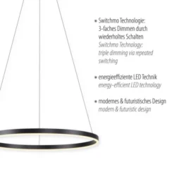 LED Pendelleuchte anthrazit rund Ø60cm dimmbar Switchmo warmweiß