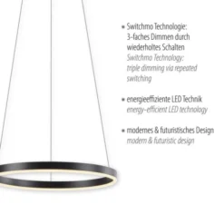 LED Pendelleuchte anthrazit rund Ø40cm dimmbar Switchmo warmweiß
