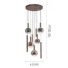 LED Pendelleuchte BOWL, braun, rund, 9-flammig, dimmbar, höhenverstellbar