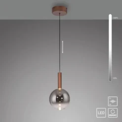 LED Pendelleuchte BOWL, braun, 1-flammig,dimmbar, höhenverstellbar