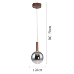 LED Pendelleuchte BOWL, braun, 1-flammig,dimmbar, höhenverstellbar