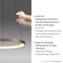 LED Pendelleuchte braun höhenverstellbar dimmbar Memoryfunktion