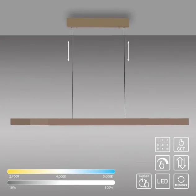 LED Pendelleuchte bronce ADRIANA SQUARE, Dimmer, ausziehbar, kalt- bis warmweiß