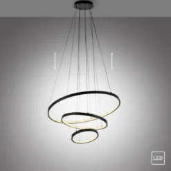LED Pendelleuchte CERCHI, schwarz, Ringform, höhenverstellbar
