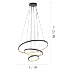 LED Pendelleuchte CERCHI, schwarz, Ringform, höhenverstellbar