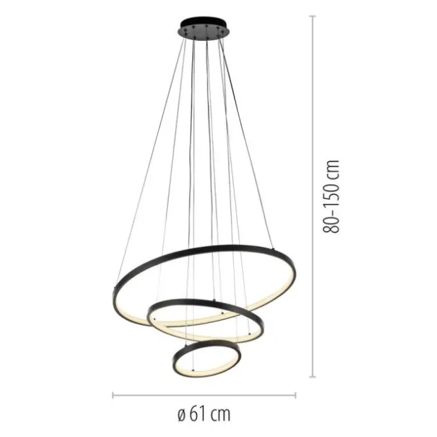 LED Pendelleuchte CERCHI, schwarz, Ringform, höhenverstellbar