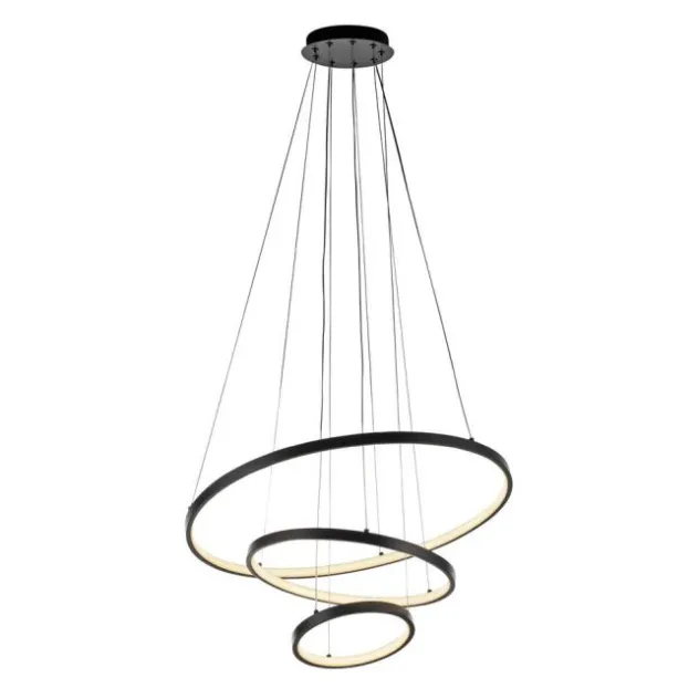 LED Pendelleuchte CERCHI, schwarz, Ringform, höhenverstellbar