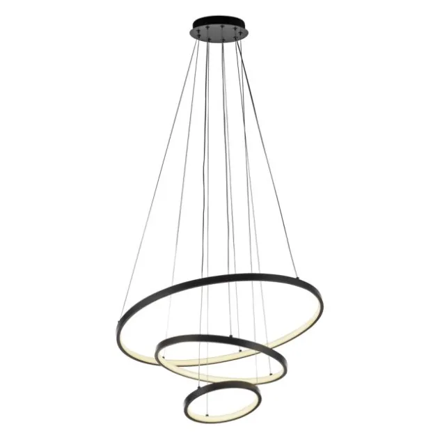 LED Pendelleuchte CERCHI, schwarz, Ringform, höhenverstellbar
