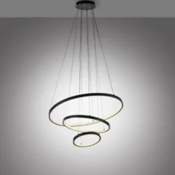 LED Pendelleuchte CERCHI, schwarz, Ringform, höhenverstellbar