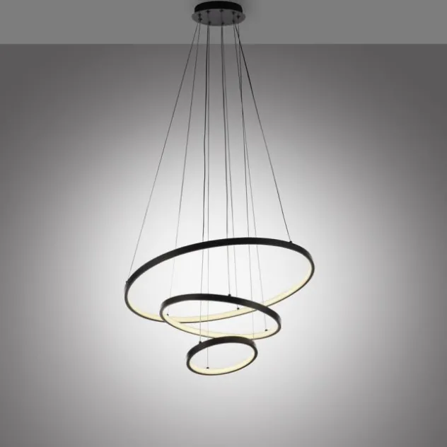 LED Pendelleuchte CERCHI, schwarz, Ringform, höhenverstellbar