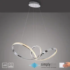 LED Pendelleuchte chrom geschwungen dimmbar Kristallabdeckung modern