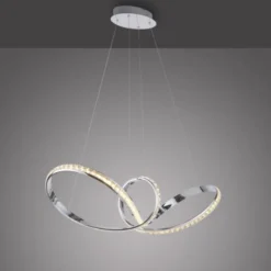 LED Pendelleuchte chrom geschwungen dimmbar Kristallabdeckung modern