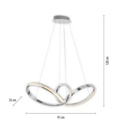 LED Pendelleuchte chrom geschwungen dimmbar Kristallabdeckung modern