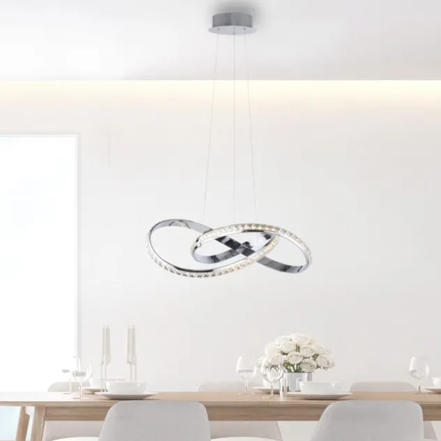 LED Pendelleuchte chrom mit kristall dimmbar per Simplydim Memoryfunktion