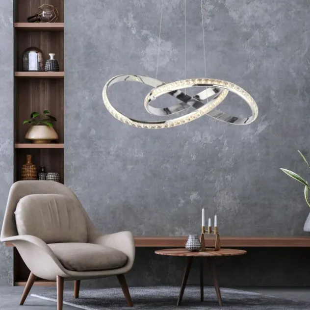 LED Pendelleuchte chrom mit kristall dimmbar per Simplydim Memoryfunktion