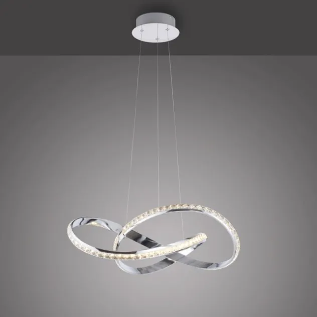 LED Pendelleuchte chrom mit kristall dimmbar per Simplydim Memoryfunktion