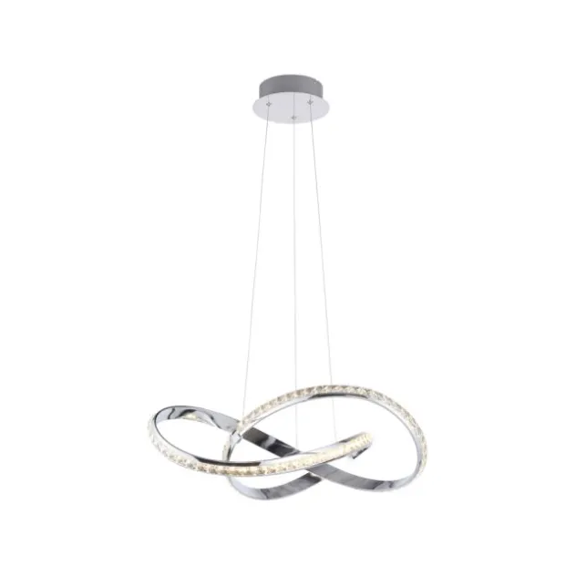 LED Pendelleuchte chrom mit kristall dimmbar per Simplydim Memoryfunktion