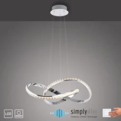 LED Pendelleuchte chrom mit kristall dimmbar per Simplydim Memoryfunktion