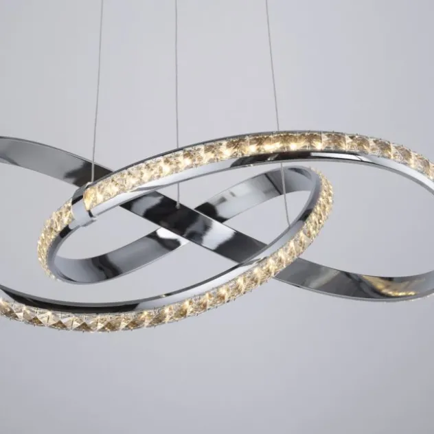 LED Pendelleuchte chrom mit kristall dimmbar per Simplydim Memoryfunktion