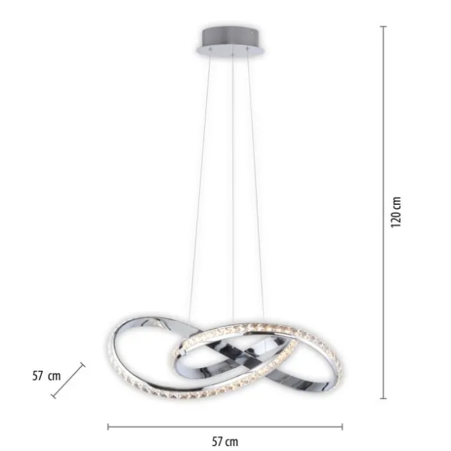 LED Pendelleuchte chrom mit kristall dimmbar per Simplydim Memoryfunktion