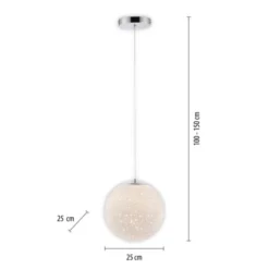LED Pendelleuchte chrom weißes Opalglas 25cm höhenverstellbar