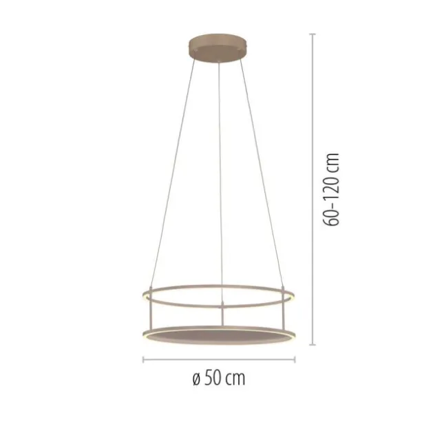 LED Pendelleuchte CONNI sandfarben, rund, Touchdimmer, Deko Tragfläche