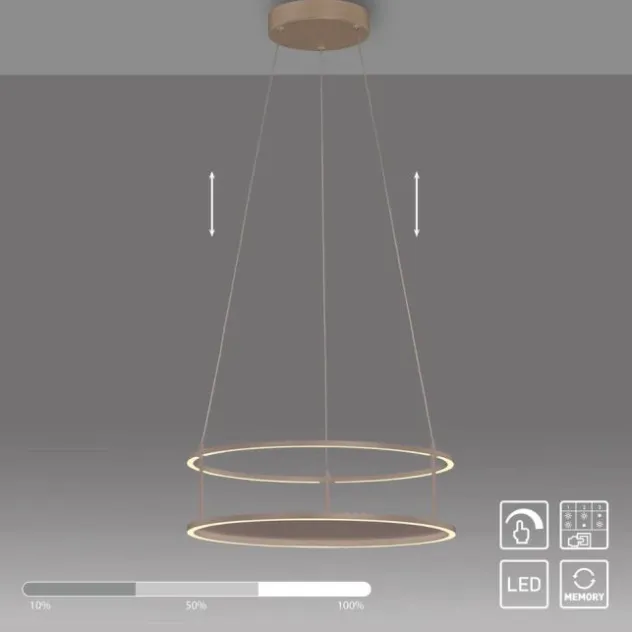 LED Pendelleuchte CONNI sandfarben, rund, Touchdimmer, Deko Tragfläche