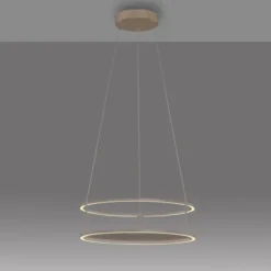 LED Pendelleuchte CONNI sandfarben, rund, Touchdimmer, Deko Tragfläche