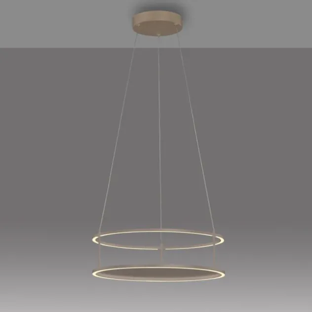 LED Pendelleuchte CONNI sandfarben, rund, Touchdimmer, Deko Tragfläche