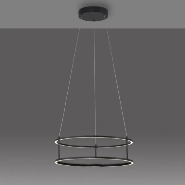 LED Pendelleuchte CONNI schwarz, rund, Touchdimmer, Deko Ablagefläche, höhenverstellbar