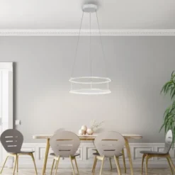 LED Pendelleuchte CONNI weiss, rund, Touchdimmer, höhenverstellbar