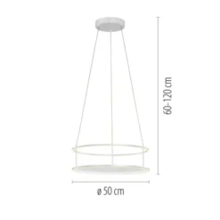 LED Pendelleuchte CONNI weiss, rund, Touchdimmer, höhenverstellbar