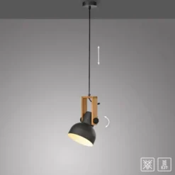 LED Pendelleuchte D=16cm 1 flammig Akazienholz höhenverstellbar