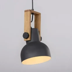 LED Pendelleuchte D=16cm 1 flammig Akazienholz höhenverstellbar