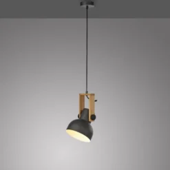 LED Pendelleuchte D=16cm 1 flammig Akazienholz höhenverstellbar