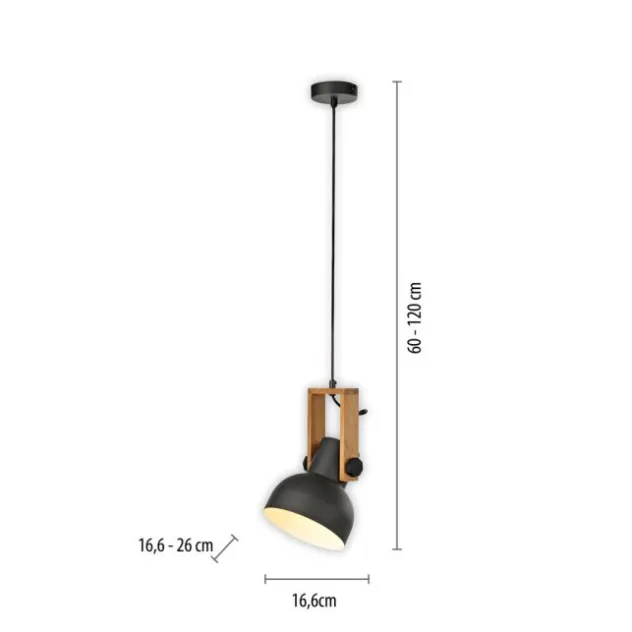 LED Pendelleuchte D=16cm 1 flammig Akazienholz höhenverstellbar