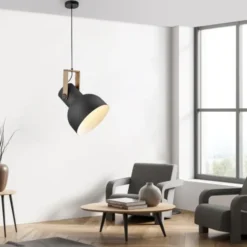 LED Pendelleuchte D=30cm 1 flammig Akazienholz höhenverstellbar