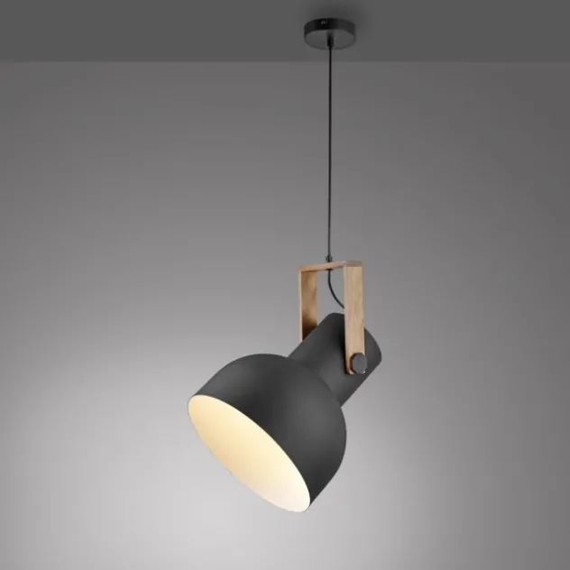 LED Pendelleuchte D=30cm 1 flammig Akazienholz höhenverstellbar