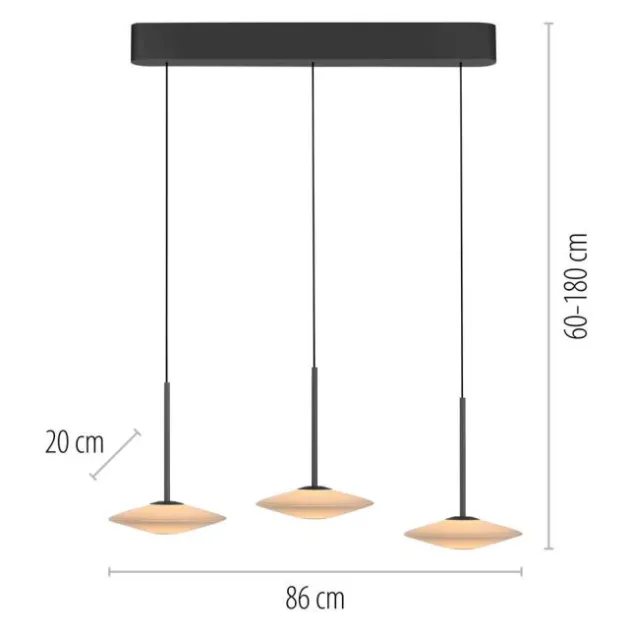 LED Pendelleuchte ELIPSA, schwarz, Comfort Lift, Tronicdimmer