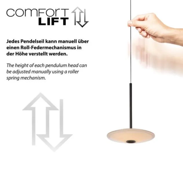 LED Pendelleuchte ELIPSA, schwarz, Comfort-Lift, dimmbar