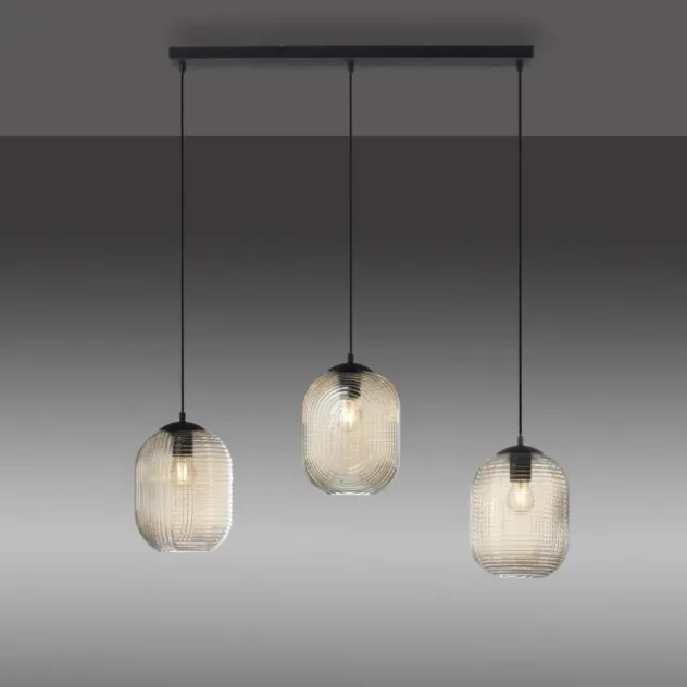 LED Pendelleuchte 3 flammig amberfarben retro Stil Glasschirm getönt