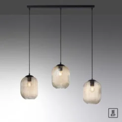 LED Pendelleuchte 3 flammig amberfarben retro Stil Glasschirm getönt