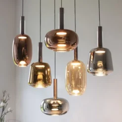 LED Pendelleuchte 6 flammig höhenverstellbar per Lift dimmbar Memoryfunktion