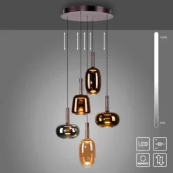 LED Pendelleuchte 5 flammig höhenverstellbar per Lift dimmbar Memoryfunktion