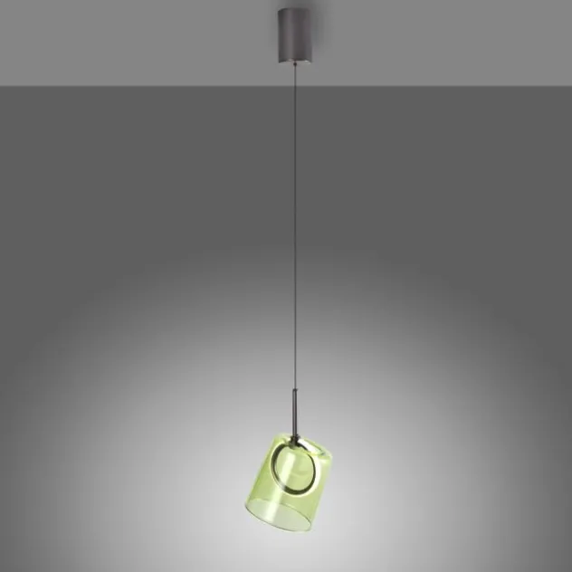 LED Pendelleuchte 1 flammig Metallfarbe Kaffee-grün höhenverstellbar