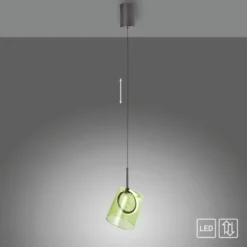LED Pendelleuchte 1 flammig Metallfarbe Kaffee-grün höhenverstellbar