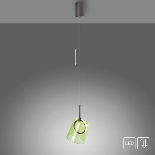 LED Pendelleuchte 1 flammig Metallfarbe Kaffee-grün höhenverstellbar