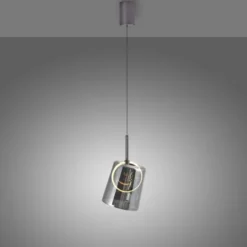 LED Pendelleuchte 1 flammig Metallfarbe Kaffee-Rauchfarben Lift