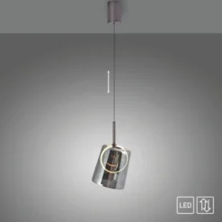 LED Pendelleuchte 1 flammig Metallfarbe Kaffee-Rauchfarben Lift