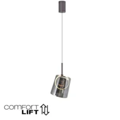LED Pendelleuchte 1 flammig Metallfarbe Kaffee-Rauchfarben Lift